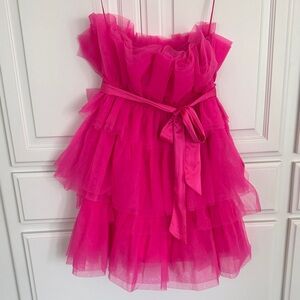 Strapless Pink Ruffled tulle Dress